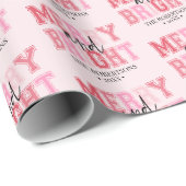 Merry & Bright Personalisiert Modern Pink Christma Geschenkpapier (Rolleneckpunkt)