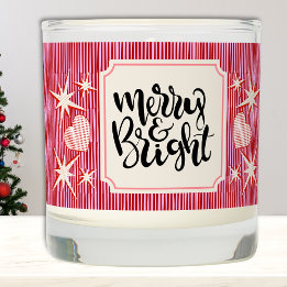 Merry & Bright Personalisiert Retro Weihnachtskerz