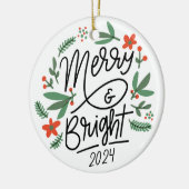 Merry & Bright Personalisiert Weihnachten Keramik Ornament (Links)