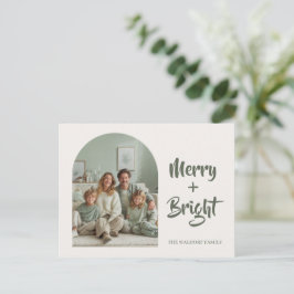 Merry + Bright Photo Family | Custom Holiday Card Postkarte