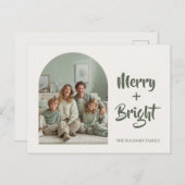 Merry + Bright Photo Family | Custom Holiday Card Postkarte (Vorne/Hinten)