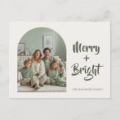 Merry + Bright Photo Family | Custom Holiday Card Postkarte (Vorderseite)