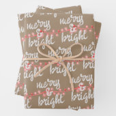 Merry & Bright Pink Christmas Tree Lights Kraft Geschenkpapier Set (Beispiel)