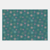 Merry & Bright pink grüne Goldschneeflocken & Bäum Geschenkpapier Set (Vorderseite 3)