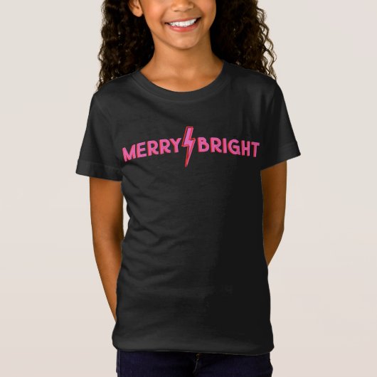 Merry ⚡ Bright Pink Lightning Bolt Christmas T-Shirt (Vorderseite)