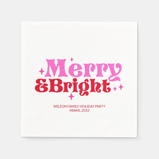 Merry & Bright Pink & Red Custom Christmas Serviette (Vorderseite)