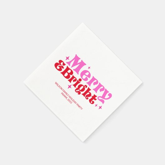 Merry & Bright Pink & Red Custom Christmas Serviette (Ecke)
