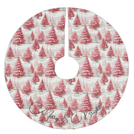 Merry & Bright Pink & Red Vintag Chic Weihnachten Polyester Weihnachtsbaumdecke