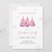 Merry & Bright Pink Weihnachts-Party Einladung (Vorderseite)
