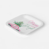 Merry & Bright Pink Weihnachtsbaum Autos Weihnacht Pappteller (Gewinkelt)