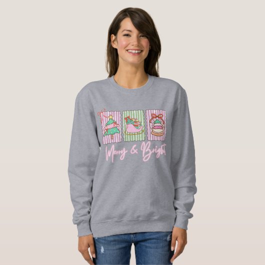 Merry & Bright Preppy Christmas Sweatshirt (Vorne ganz)
