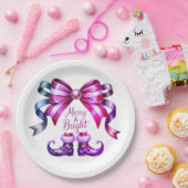 Merry & Bright Purple Christmas Paper Plates Pappteller (Party)