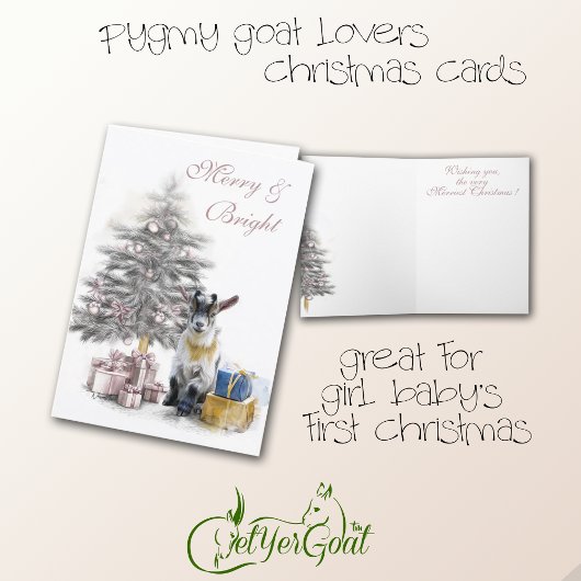Merry & Bright Pygmy Goat Baby Pink Karte