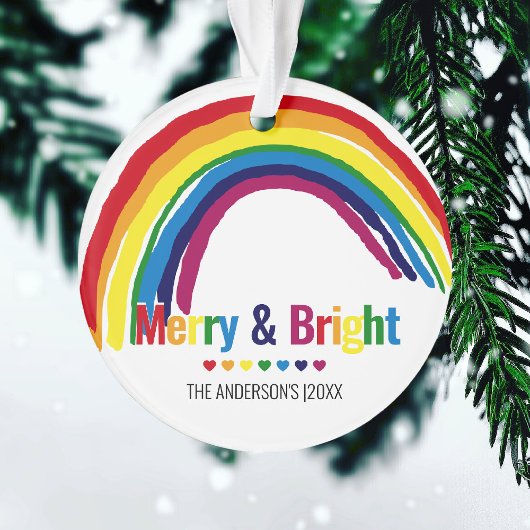 Merry & Bright | Rainbow Hope Foto Christmas Ornament