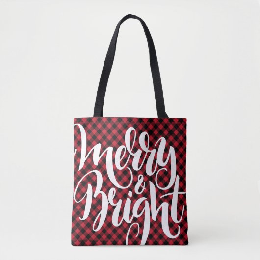 Merry Bright Red Black Buffalo Kariert Tartan Xmas Tasche (Vorderseite)