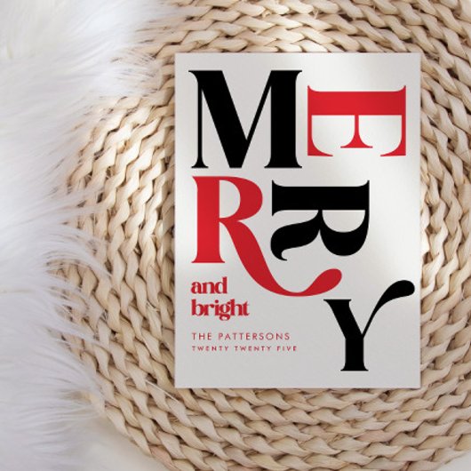 Merry & Bright Red & Black Retro Weihnachten