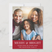Merry Bright Red Christmas Foto Feiertagskarte (Vorderseite)