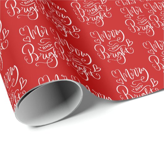 Merry Bright Red Christmas Geschenkpapier (Rolleneckpunkt)