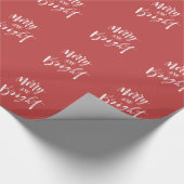 Merry & Bright Red Christmas Holiday Geschenkpapier (Ecke)
