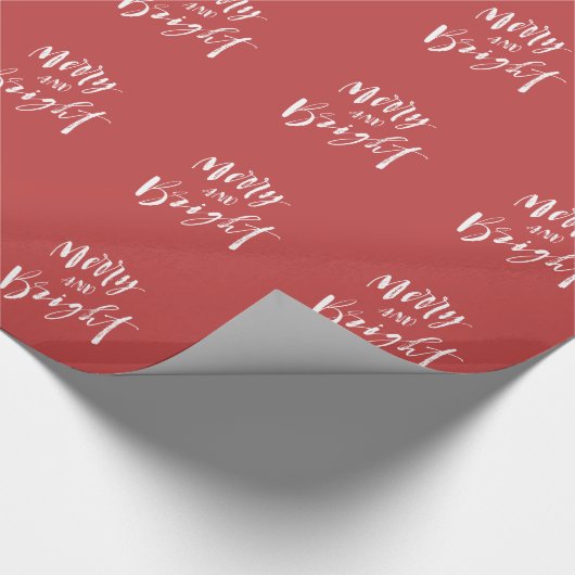 Merry & Bright Red Christmas Holiday Geschenkpapier (Ecke)