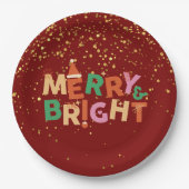 Merry & Bright Red Christmas Party Pappteller (Vorderseite)