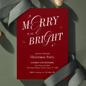Merry & Bright Red Elegante Script Moderne Weihnac Einladung