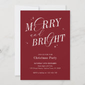 Merry & Bright Red Elegante Script Moderne Weihnac Einladung (Vorderseite)