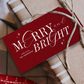 Merry & Bright Red Elegante Script Moderne Weihnac Geschenkanhänger