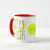 Merry & Bright Red, Green Blue Typografy Holiday Tasse (Vorderseite Links)