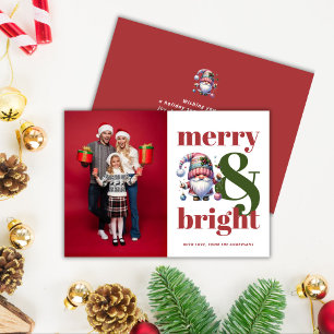 Merry & Bright Red Green Christmas Foto Feiertagskarte