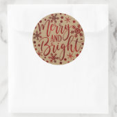 Merry & Bright Red Holiday Snowflakes Weihnachten Runder Aufkleber (Tasche)