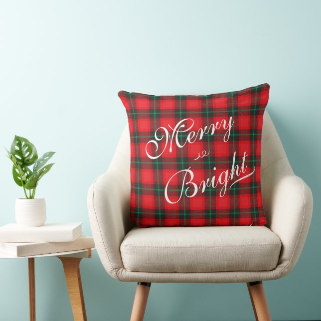 Merry & Bright Red Kariert Christmas Modern Kissen (Stuhl )