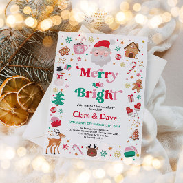 Merry & Bright Red Pink Green Christmas Party Einladung