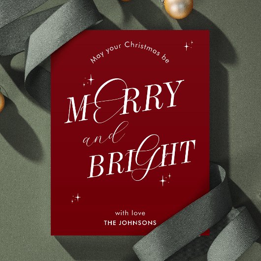 Merry & Bright Red Script Weihnachten außerhalb de