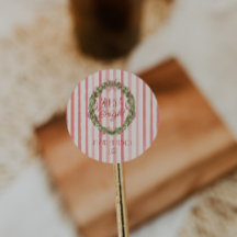 Merry & Bright Red Stripes Christmas Bow Wreath