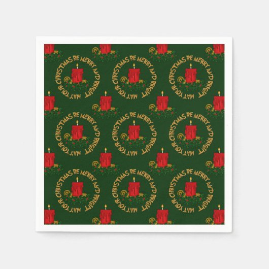 Merry-Bright-Red Xmas Candle- Serviette (Vorderseite)