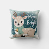 Merry & Bright Reindeer Christmas Kissen (Vorderseite)