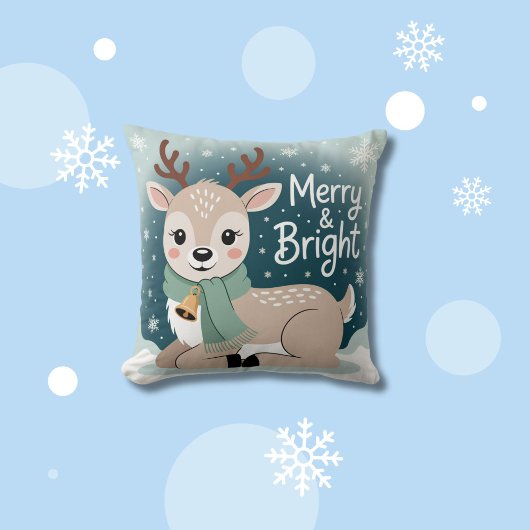 Merry & Bright Reindeer Christmas Kissen
