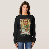 Merry & Bright Reindeer Christmas Postage Briefmar Sweatshirt (Vorne ganz)