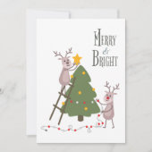 Merry & Bright Reindeer Einladung (Vorderseite)