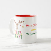 Merry & Bright Rentier Weihnachtsschmuck Geschenk Zweifarbige Tasse (Vorderseite Links)