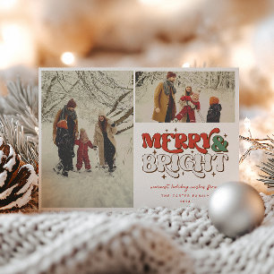 Merry & Bright Retro 2 Foto Feiertagskarte