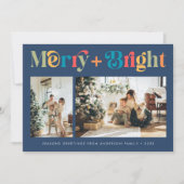 Merry & Bright Retro farbenfroh 2 Foto Weihnachten (Vorderseite)