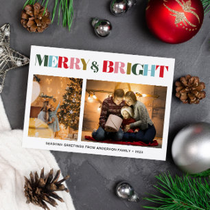 Merry & Bright Retro farbenfroh 2 Foto Weihnachten