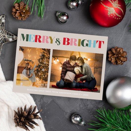 Merry & Bright Retro farbenfroh 2 Foto Weihnachten