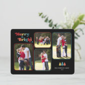 Merry & Bright Retro farbenfroh 4 Foto Weihnachten (Stehend Vorderseite)