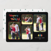 Merry & Bright Retro farbenfroh 4 Foto Weihnachten (Vorne/Hinten)