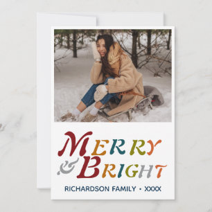 Merry & Bright Retro farbenfrohe Flat Holiday Card Feiertagskarte