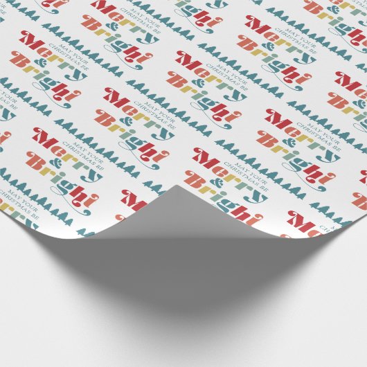 Merry & Bright Retro farbenfrohe Weihnachten Geschenkpapier (Ecke)