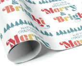 Merry & Bright Retro farbenfrohe Weihnachten Geschenkpapier (Rolleneckpunkt)
